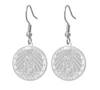 TEAMER Pendientes colgantes de San Gabriel, bendición, esperanza y protección, aretes de San Gabriel, amuleto, joyería religiosa para mujer, 25*25mm, Acero inoxidable, Sin piedra preciosa