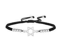 TEAMER Pulsera ajustable con diseño de estrella de David, cuerda de cera, pulsera de estrella de David, amuleto judío hexagonal judaísmo, joyería para mujer, 12*19mm, Acero inoxidable, Sin piedra