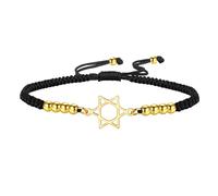 TEAMER Pulsera ajustable con diseño de estrella de David, cuerda de cera, pulsera de estrella de David, amuleto judío hexagonal judaísmo, joyería para mujer, 12*19mm, Acero inoxidable, Sin piedra