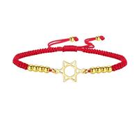 TEAMER Pulsera ajustable con diseño de estrella de David, cuerda de cera, pulsera de estrella de David, amuleto judío hexagonal judaísmo, joyería para mujer, 12*19mm, Acero inoxidable, Sin piedra