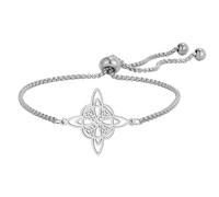 TEAMER Pulsera ajustable de nudo de bruja, acero inoxidable, con nudo celta, pulsera de cadena, amuleto vintage para mujer, One Size, Acero inoxidable, No es una piedra preciosa