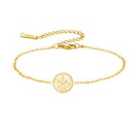 TEAMER Pulsera ajustable de San Francisco de Asís Colgante del santo patrón de los animales y la naturaleza Medalla de acero inoxidable de San Francisco para proteger a las mascotas (Oro)