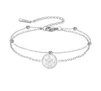 TEAMER Pulsera ajustable de San Francisco de Asís Colgante del santo patrón de los animales y la naturaleza Medalla de acero inoxidable Francis Pet Protect Joyería católica (Plata)