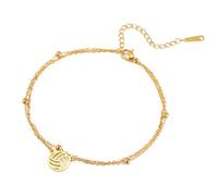 TEAMER Pulsera Delicada con Colgante de Voleibol Resizable Pulsera de Doble Cadena de Voleibol Bisutería Deportiva de Moda para Equipo de Atletas Entrenadores Amantes del Voleibol (Oro)