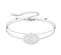 TEAMER Pulsera delicada de Rosario de la Virgen María Pulsera de doble cadena para madre María Joyería de Protección de fe Religiosa para Mujeres y Hombres (Plata)