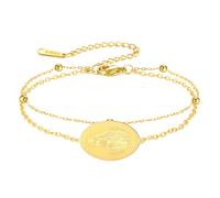 TEAMER Pulsera delicada de Rosario de la Virgen María Pulsera de doble cadena para madre María Joyería de Protección de fe Religiosa para Mujeres y Hombres (Oro)