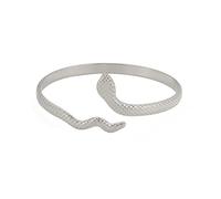 TEAMER serpiente pulsera de acero inoxidable collar de serpiente Wrap serpiente Stud Earring Stacking Punk serpiente Animal Joyería para las mujeres (Pulsera Serpiente - Plata)