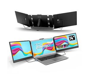 Teamgee 14" Monitor Portátil, FHD 1080P IPS Extensor Pantalla Portatil con Soporte Incorporado Dos Altavoces, HDMI/USB-A/Tipo-C Plug and Play de 13"-17" (Mac, Wins, Android, Dex)