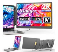 Teamgee 2K Monitor Portátil, 14" 2160 x 1440P QHD IPS Extensor de Pantalla para Portátil, Dual Screen Monitor for 13."-17" Laptop spara Mac, Wins, Android, Dex, HDMI/USB-A/Type-C Plug and Play