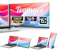 Teamgee Extensor de pantalla para laptop de 15.6 pulgadas, monitor portátil delgado y ligero para laptop, IPS Full HD, soporte giratorio de 360°, desmontable, USB-C Plug & Play, iluminación RGB,