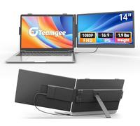 Teamgee Monitor Portátil 14 Pulg Ultra-Ligero, Extensión de Pantalla para PC 13-17", Compatible con Windows/Android/Mac/Linux, Abrazaderas Antideslizantes, Ideal para Trabajo, Juegos & Viajes