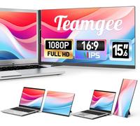 Teamgee Monitor Portátil de 15.6", Monitor de Pantalla para Portátil 1080P FHD IPS Compatible Portátiles de 13"-17", Extensor de Pantalla Delgado Sin Bisel con Soporte Desmontable, Plug-Play para Mac