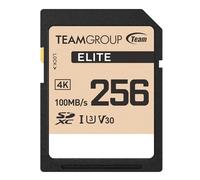 TEAMGROUP Elite 256GB UHS-I/U3 SDXC tarjeta de memoria U3 V30 4K UHD velocidad de lectura hasta 90MB/s para vloggers profesionales, cineastas, fotógrafos y curadores de contenido TESDXC256GIV3001