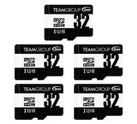TEAMGROUP Micro 32 GB x 5 unidades UHS-I U1 Clase 10 SDHC SDXC Velocidad de lectura de hasta 100 MB/s Flash Meomry tarjeta con adaptador para cámara, vigilancia, disparo Full HD TUSDH32GCL10U63