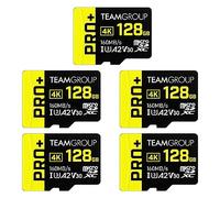 TEAMGROUP Tarjeta A2 Pro Plus de 128 GB x 5 unidades Micro SDXC UHS-I U3 A2 V30, R/W hasta 160/110 MB/s para Nintendo Switch, dispositivos de juego, tabletas, smartphones, disparo 4K, con adaptador