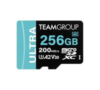 TEAMGROUP Tarjeta A2 Ultra de 256 GB MicroSDXC UHS-I U3 A2 V30, R/W hasta 200/150 MB/s Nintendo Switch 1, Steam Deck, Dispositivos de Juegos, tabletas, Smartphones, Disparo 4K, con Adaptador