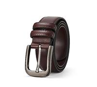 TEAMMAO Cinturones Hombre Cuero Tallas Grandes 110CM-200CM Cinturon Traje Hombre Vestir Negocios 3,8CM Cinturón Con Caja de Regalo.(Marrón,Cintura 155-160cm (Longitud 180cm))