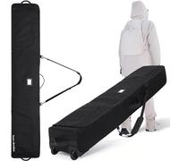 TeamObsidian Funda Esquis con Ruedas - Portaesquis de Viaje para Skis 175 cm - Bolsa de Ski con Bolsillos de Almacenaje - Funda Acolchada para un par de Esquís Resistente al Agua