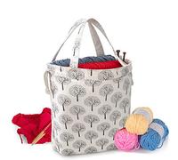 Teamoy Bolsa de Tejer con Cordón, Bolsa de Labores Portátil para Agujas de Tejer, Ovillos de Hilos y Accesorios de Tejido, Multifuncional, Tamaño Ideal, Árbol.