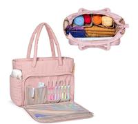 Teamoy Bolsa para Labores para Lana, Almacenamiento de Ovillos, Organizador de Ganchillo para Lanas, Ganchos de Ganchillo, Agujas de Tejer y Otros Accesorios pequeños, Negro