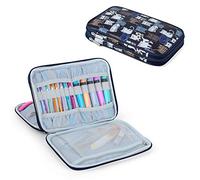Teamoy Kits de Ganchillo Estuche para Crochet Organizador de Agujas Bolsa de Herramientas Juego del Ganchos (No Incluido ningún Accesorio), Gato Azul