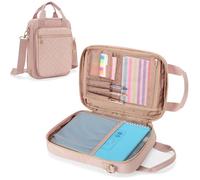 Teamoy Portafolios para Suministros para Agenda, Bolsa Portatil con Ranuras para Bolígrafos, Organizador de Viaje para Cuadernos B5, Planificador, Bolígrafos, Material de Diario y Accesorios, Rosa