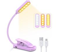 TEAMPD Luz de Lectura, 10 LEDs 3 Colores y Atenuación Continua Lampara de Lectura USB Recargable, 360° Flexible con Clip Luz Lectura para Lectores Noche, E-Reader, Tablet, Estudio, Cama, Libro, Viaje