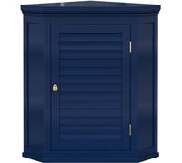 Teamson Armario de esquina de baño de mdf azul con puerta estilo persiana