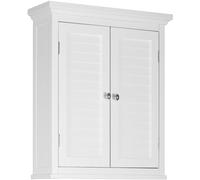 Teamson Armario de pared para baño de mdf blanco con puerta estilo persiana