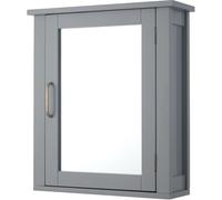 Teamson Armario de pared para baño de mdf gris con puerta de espejo