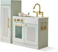 Teamson Kids, Cocina de Juguete Little Chef Chester, MDF, 85.4 x 30 x 80.4 cm, Verde, Modular, 2 Módulos con Nevera y Estufa, 12 Accesorios, para Niños Desde 3 Años, 15.6 kg