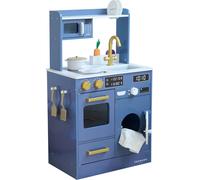 Teamson Cocina de juguete de madera con mini huerto, 79 cm, azul