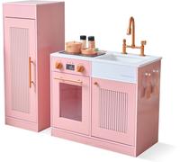 Teamson Kids, Cocina de Juguete Little Chef Chester, MDF, 85.4 x 30 x 80.4 cm, Melocotón, Modular, 2 Módulos con 12 Accesorios, para Niños Desde 3 Años, 15.6 kg