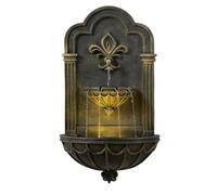 Teamson Home Fleur-de-lis Fuente de Pared Exterior 80 cm con iluminación LED integrada y Acabado Decorativo en Negro y Dorado