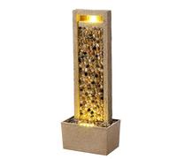 Teamson Home Fuente Alta jardín con LED Ajustable y Efecto Roca de río marrón Resistente para Patios o Jardines