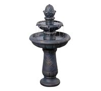 Teamson Home Fuente Bebedero pájaros 2 Niveles 99 cm, Acabado Piedra Antiguo y Agua Suave, Cobre Antiguo