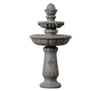 Teamson Home Fuente bebedero pájaros 2 niveles 99 cm, cuenco poco profundo, acabado piedra gris claro y flujo suave