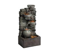 Teamson Home Fuente de Agua 4 Niveles Piedra Gris Exterior LED