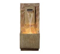 Teamson Home Fuente de Cascada para Exteriores de 81 cm en Estilo SPA con iluminación LED integrada, Moderno Acabado marrón y Flujo de Agua Suave