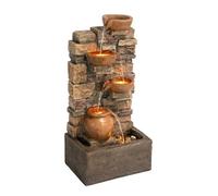 Teamson Home Fuente en Cascada 4 Niveles Marron Exterior con LED