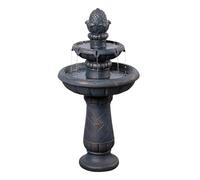 Teamson Home Fuente para pájaros de 99 cm, 2 Niveles, con Aspecto de Piedra Antigua y Agua Que Fluye Suavemente, Aspecto de Cobre