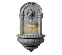 Teamson Home Fuente Pared Cabeza de león 81 cm Exterior, Acabado Piedra, LED Integrado y diseño clásico, Piedra Natural