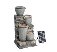 Teamson Home Fuente Solar en Cascada 4 Niveles Gris para Exteriores