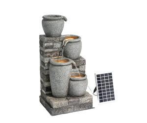 Teamson Home Fuente Solar en Cascada 4 Niveles Gris para Exteriores