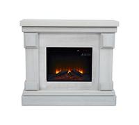 Teamson Home Hestia Chimenea eléctrica Independiente de 48" con repisa, Pantalla táctil, Control Remoto y Fuego instantáneo Ajustable, veta de Madera Blanca VNF-00115WG-EU