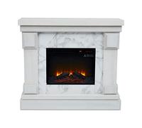Teamson Home Hestia Chimenea eléctrica Independiente de 48" con repisa, Pantalla táctil, Control Remoto y Fuego instantáneo Ajustable, mármol Blanco VNF-0015WM-EU