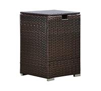 Teamson Home Muebles de Jardín para Exteriores de Mimbre para Botellas de Gas de hasta 9 kg, Cubierta Cuadrada de Tanque, Soporte de Almacenamiento para Braseros de Gas, Marrón