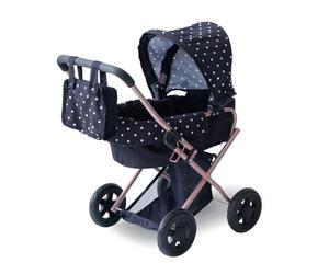 Teamson Kids Cochecito para Muñecas 2-en-1 Classic, Negro, para Niños +3 Años, Metal y Poliéster, 56 x 37 x 64 cm, Olivia's Little World, 1.8 kg