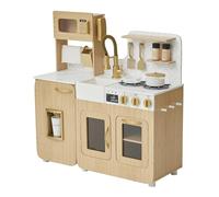 Teamson Kids Cocina de Madera Little Chef Cyprus en Roble con encimera mármol, 14 Accesorios, perillas y estantes para Juego Creativo
