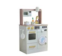 Teamson Kids Cocina Infantil de Madera Verde | Con huerto, Lavadora, Horno, Fregadero y accesorios, Para juego simbólico en casa